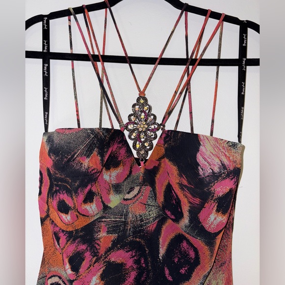 Joseph Ribkoff Hi-Lo Dress in Black and Orange - Picture 10 of 16